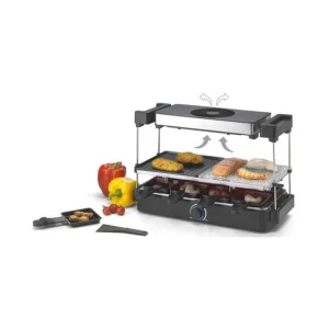 Bon marché 🥰 Trebs Four à Raclette Avec Hotte Aspirante Et Plaque De Pierre 5 En 1 – Grils à Raclette 🎁 dernières 7