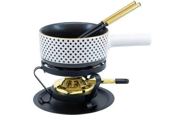Coupon 😉 Kadastar Service à Fondue Au Fromage Dots 5 Pièce/s, Noir – Kit De Fondue 👍 pas cher 1
