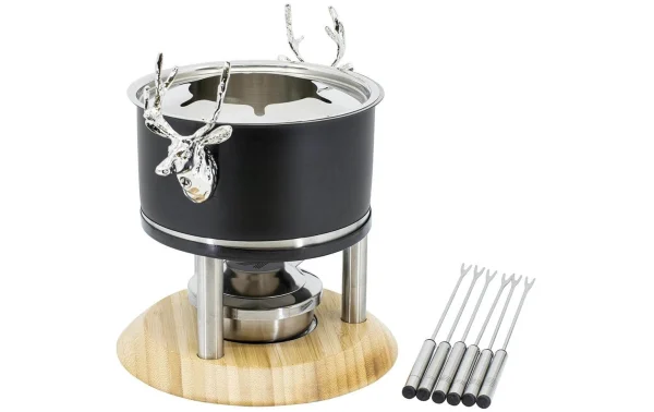 Livraison internationale Vente flash ✔️ Kadastar Service à Fondue à La Viande Deer Deluxe 9 Pièce/s, Noir – Kit De Fondue ✨ 1