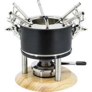 Livraison internationale Vente flash ✔️ Kadastar Service à Fondue à La Viande Deer Deluxe 9 Pièce/s, Noir – Kit De Fondue ✨ 9