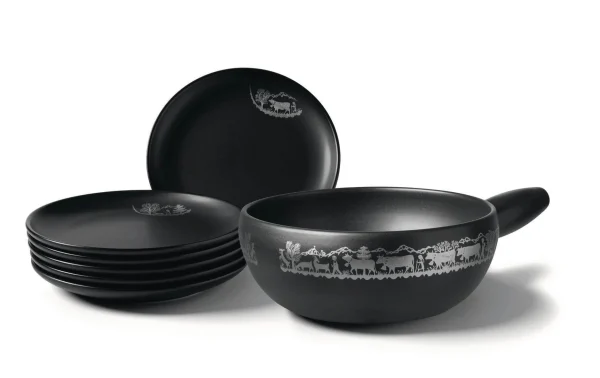 en vente Acheter ✨ Stöckli Service à Fondue Au Fromage Remontée Mécanique Alpine 7 Pièce/s, Noir – Kit De Fondue 😍 1