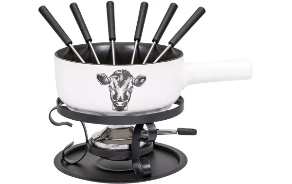 De super promotions disponibles Sortie 🥰 Kadastar Service à Fondue Au Fromage Vache E22 9 Pièce/s, Blanc – Kit De Fondue ⭐ 1