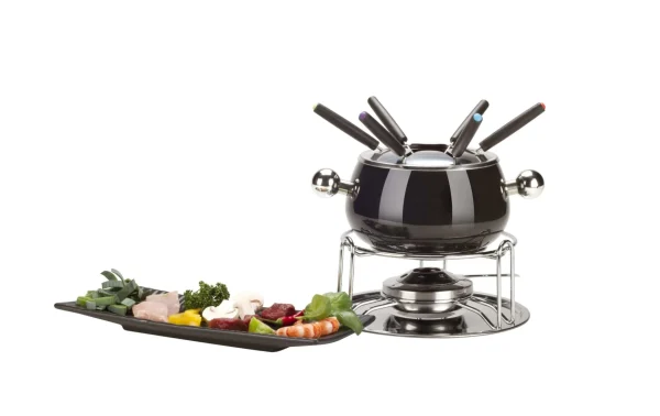 marque pas cher Nouveau ✔️ Nouvel Service à Fondue à La Viande Noir 9 Pièce/s, Noir/Argenté – Kit De Fondue 🥰 3